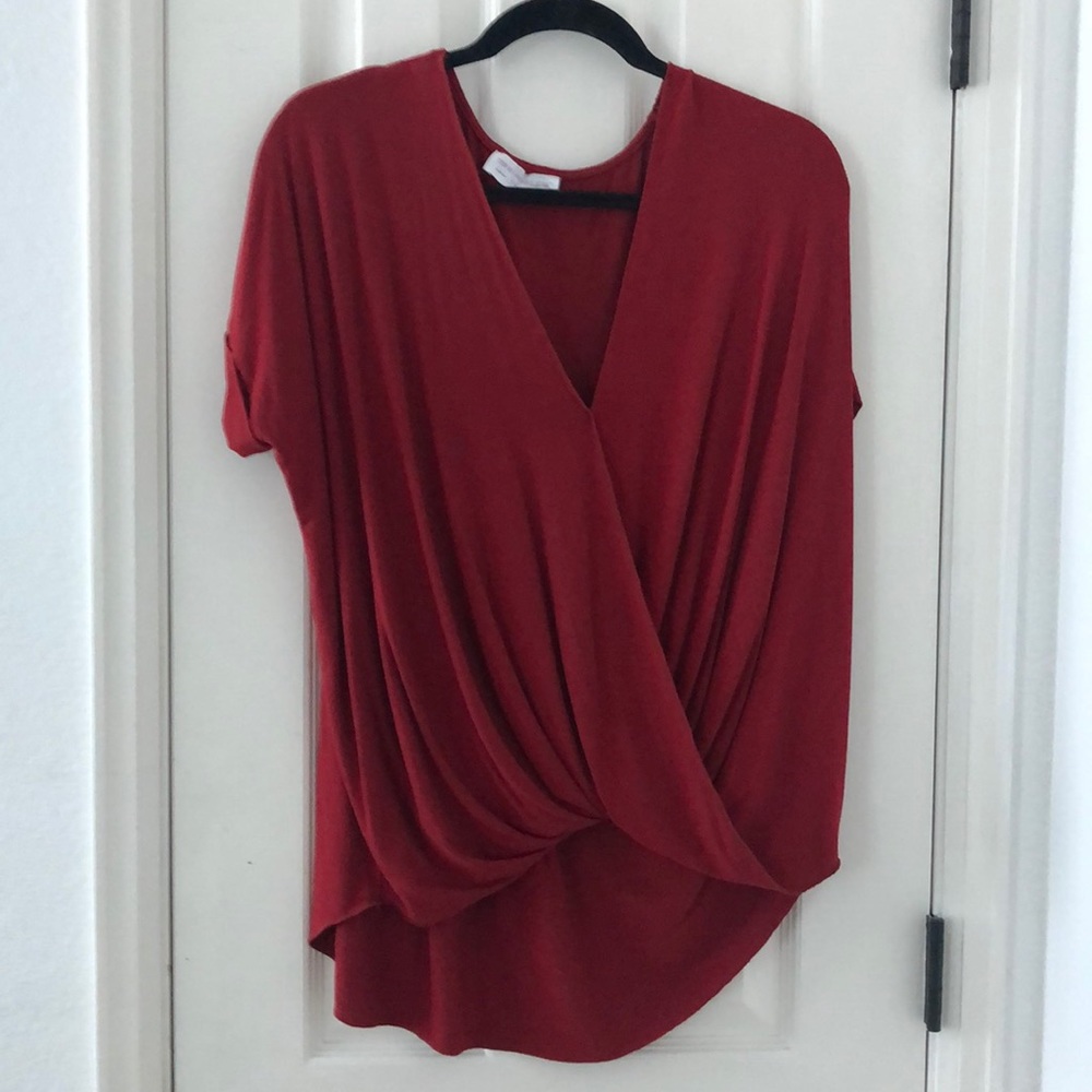 Red vneck shirt